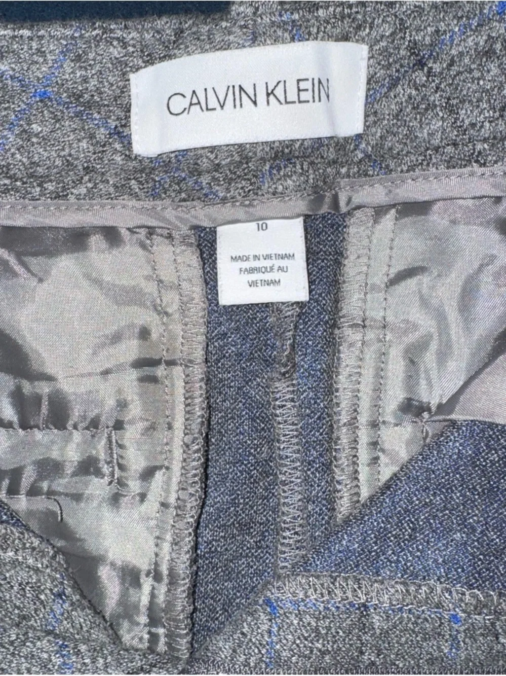 Calvin Klein Women Gray Windowpane Dress Pants